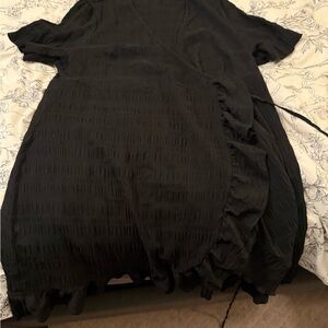 Black Ruffled Wrap Dress